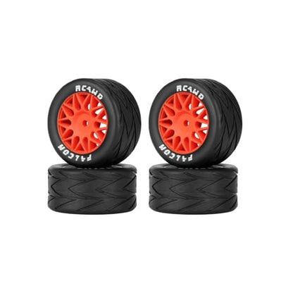 RCAWD for Losi 1/12 RC Racecar On-Road Car Pre-Glued Wheel Tire Sets, Balance Grip & Durability Nylon Rubber 8mm Hex Adapter 4mm Tires Upgrades Parts All Terrain Adaptation 4pcs Red - color: Red