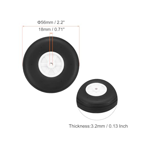 MECCANIXITY 10Pcs RC Airplane Wheels 2.2" OD Aircraft PU Rubber Tire Tail Airplanes Wheel Replacement for DIY Model Plane Helicopter Car - size: 2.2" OD