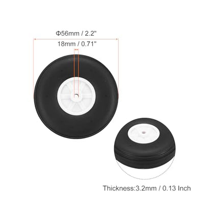 MECCANIXITY 10Pcs RC Airplane Wheels 2.2" OD Aircraft PU Rubber Tire Tail Airplanes Wheel Replacement for DIY Model Plane Helicopter Car - size: 2.2" OD