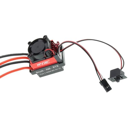 RC Car 60A Brushed ESC Electric Speed Controller 6V/2A BEC Compatible with Traxxas TRX4 TRX6 D90 HSP Tamiya Redcat Axial SCX10 HPI 4WD Truck 1/10 RC Truck Car Crawler (T Plug with Cooling Fan) - style: T Plug with Cooling Fan