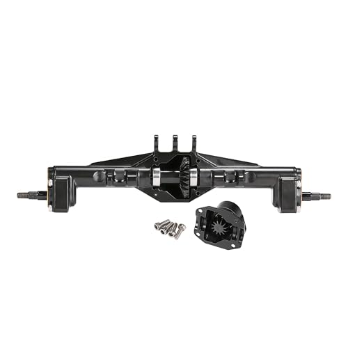 AMK Aluminum TRX4M Axles, CNC TRX4M Portal Axles Front & Rear Set with Steering Link, Aluminum Alloy Housing with Brass Hex for 1/18 RC Crawler TRX4M Defender Bronco Upgrade Parts (Black) - color: Black