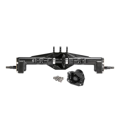 AMK Aluminum TRX4M Axles, CNC TRX4M Portal Axles Front & Rear Set with Steering Link, Aluminum Alloy Housing with Brass Hex for 1/18 RC Crawler TRX4M Defender Bronco Upgrade Parts (Black) - color: Black