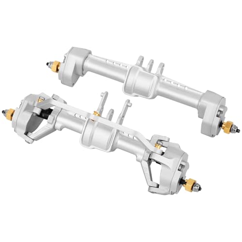 Aluminum Alloy Complete Front Rear Portal Axles with Steel Gears for 1/18 RC Crawler TRX4M Stock Upgrade Parts (Silver) - color: Silver