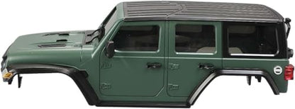 6.10inch/155mm Wheelbase Shell ABS Hardtop Body Kit Replacement Part for TRX4M Bronco Defender AX8560 1/18 RC Crawler Chassis (Green) - color: Green