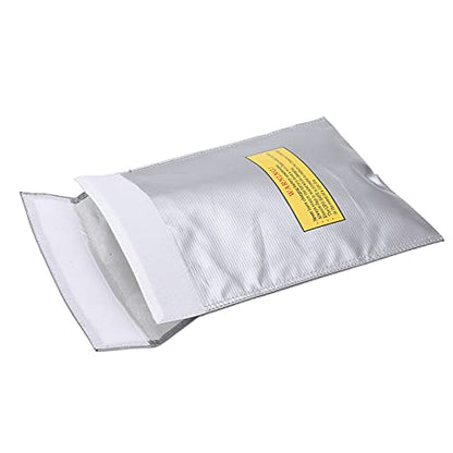Lipo Battery Explosion Proof Bag, Fireproof and Safe Charging Lithium Battery Storage Bag with Flame Retardant Fiber for Drone Pilots, RC Enthusiasts, and Home Battery Safety - size: Silver