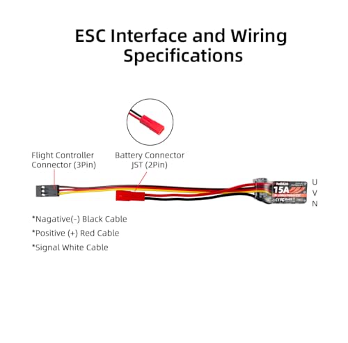 Radiolink 15A ESC for RC Brushless Motor Electric Speed Controller, Support 2S-4S LiPo A560 Airplane Replacement