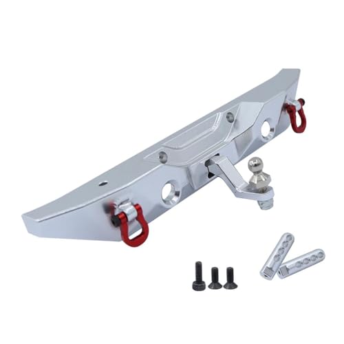 RC Car Parts for MN128 Metal Front Rear Bumper with Tow Hitch Shackles Winch Hole 1/12 RC Crawler Upgrade Parts Replacement Car Accessories(Silver,Rear) - color: Silver, size: Rear