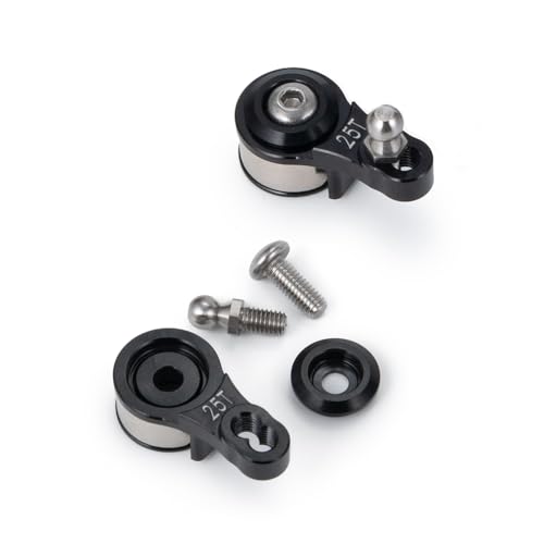 2PCS Alloy 25T Steering Servo Arm Horn, Black | Upgrade Parts, For 1/10 RC Tra-xxas TRX-4, Crawler Car - color: Black