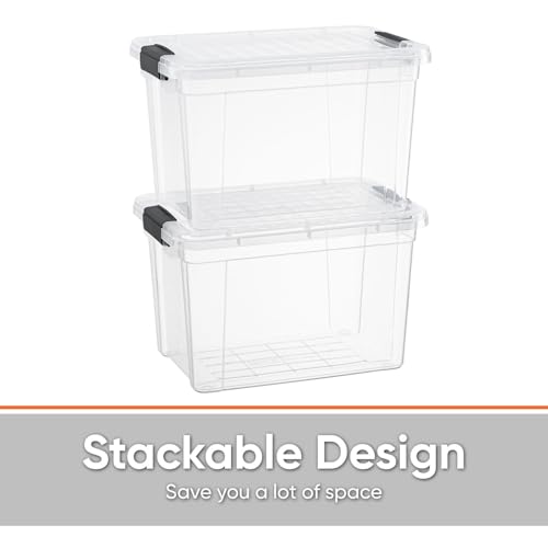 Superio Clear Storage Bins with Lids, Stackable Deep Storage Boxes with Latches and Handles, Extra Small, 4 Pack, Deep Containers for Home, Garage, and Kitchen - size: 2.5 Qt, style: 4 Pack