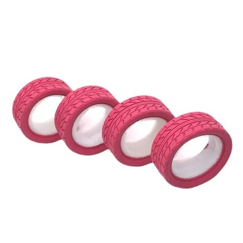 COMODO 4Pcs 65mm 1/10 Scale RC On-Road Drift Rubber Tires Pre-Mounted on Wheels Compatible with Various RC Drift Touring Cars(Pink) - color: Pink