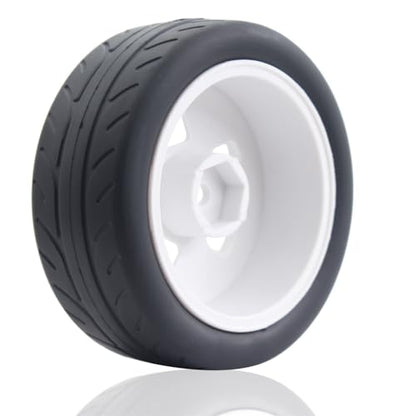 68mm 4PCS 1/10 RC On-Road tires and Hard Plastic wheels set Hex 12mm For WRC Drift Car Conversion 1/10 RC On-Road Car Traxxas Tamiya FW06 TT02 HPI HSP 94122 Kyosho W115 (White) - color: White
