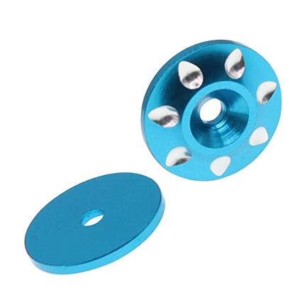 2PCS Metal Rear Wing Buttons Washer,Universal Rear Fixed Tail Protection Spacer/Gasket Compatible with 1/10 RC Off Road Short Truck Buggy Racing Car(Blue) - color: Blue