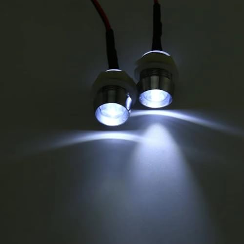 Rc Spotlight Strip for Traxxas for Tamiya 10mm 2pcs White Red Light Lamp Kit Headlamp Headlights Taillight Rc Car Truck Model Toy Accessories(White) - color: White