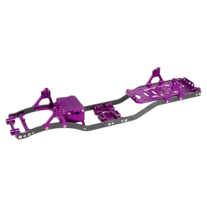 RC car Components Compatible with SCX10 1/10 RC Crawler Car Parts Carbon Fiber Pattern Rails Brace Skid Plate Adjustable Shock Mount Box Battery Tray(Purple) - color: Purple