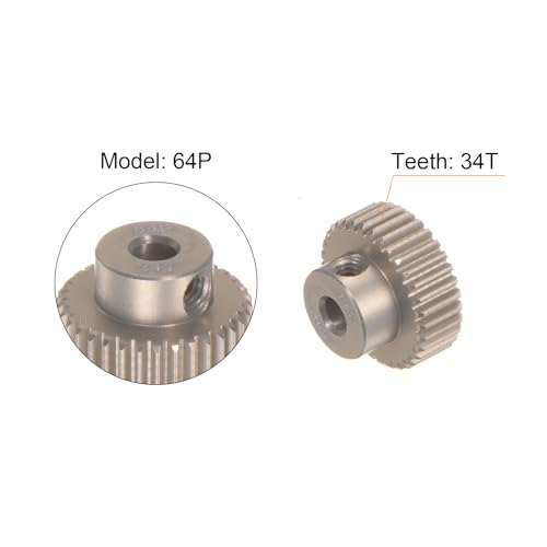 uxcell 64P Pinion Gear Set 3.175mm (1/8") Shaft 31T 32T 33T 34T 35T Aluminum Alloy Motor Gears for 1/10 RC Car (5pcs) - size: 3.175mm (1/8") x 31T 32T 33T 34T 35T