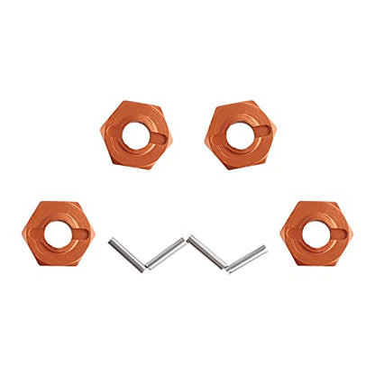 12mm Hex Wheel Hub Mount, Aluminum 7mm Thick with 2x10mm Stub Axle Pins for 1/10 Slash 4x4 & HQ 727 RC Cars Replacement Upgrade Parts (Orange)(Set of 4) - color: Orange