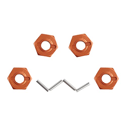 12mm Hex Wheel Hub Mount, Aluminum 7mm Thick with 2x10mm Stub Axle Pins for 1/10 Slash 4x4 & HQ 727 RC Cars Replacement Upgrade Parts (Orange)(Set of 4) - color: Orange