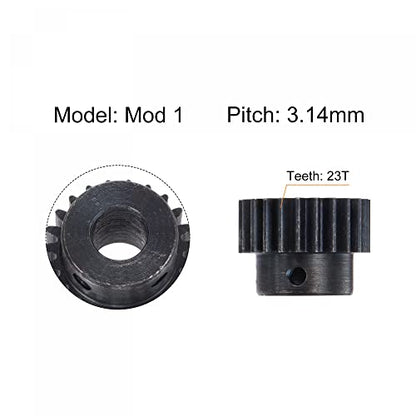 uxcell 1Mod 23T Pinion Gear 8mm Bore Hardened Steel Motor Rack Spur Gear with Step for RC Car Truck Buggy Gear Drive, 2 Set