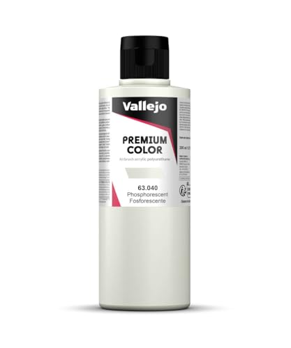 Vallejo - Premium Color Phosphorescent 6.76 Fl.Oz. (200 ml) for Airbrushing, Acrylic-Polyurethane Hybrid Resin of Great Resistance Paint, RC, Model and Hobby Use, Temporary Glow in the Dark - style: Phosphorescent