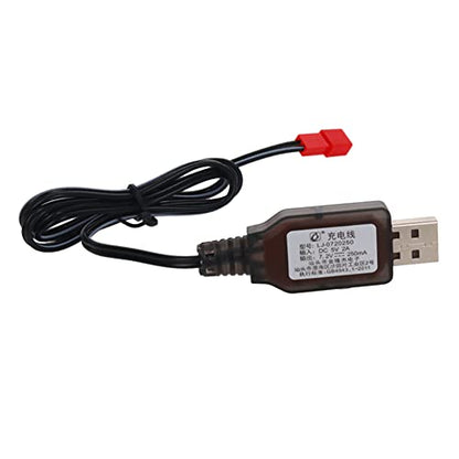 2Pcs JST-2P USB Charging Cable for RC Car 7.2V 250mA Ni-MH Ni-CD Battery,Aicosineg