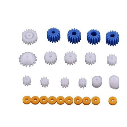 Walfront 26pcs Plastic Spindle Gear Set 2MM/2.3MM/3MM/3.17MM/4MM Motor Gear Assortment Kit for DIY Robot Car Model Hobby Craft Replacement Parts for 130/180/280/370 Motors