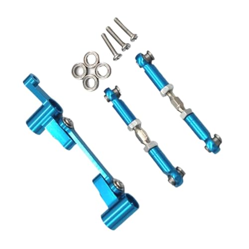 for Mjx for 14210 14209 1/14 RC 4WD Remote Control Car Remote Control Metal Upgrade Parts Steering Assembly Steering Rod Control Accessories RC Car Repair Kit(Blue) - color: Blue