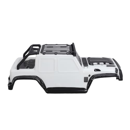 RC Car Body Shell, Polycarbonate Replacement Cover with LED Roof Lights, 27 X 10 X 9 Cm, Pressure Printed Truck Body for 1:16 Scale SCY16103PRO Off Road Racing (White) - color: White