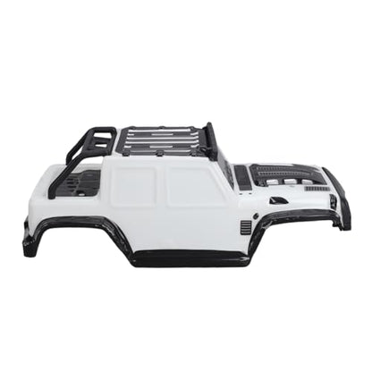 RC Car Body Shell, Polycarbonate Replacement Cover with LED Roof Lights, 27 X 10 X 9 Cm, Pressure Printed Truck Body for 1:16 Scale SCY16103PRO Off Road Racing (White) - color: White