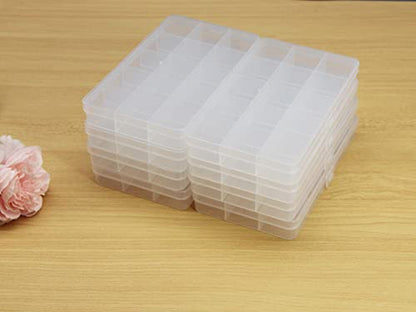 8 Pack 15 Grids Plastic Bead Organizer Box 6.8 * 3.86 * 0.87 inches Clear Storage Container Jewelry Case with Fixed Dividers for Rings, Earrings, Nail Art, DIY Crafts, Fishing Tackles - size: 8pcs 15 Grids Box