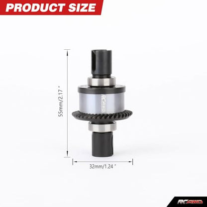 40T Front Differential #45 Steel Gears Diff Output Aluminum Diff Case with 14T Input Gear for Losi 1/10 Baja Rey Rock Rey Hammer Rey U4 Upgrade Parts (Titanium)