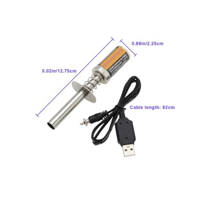 Create idea 1 Set 1800MAh Nitro Glow Plug Starter Rechargeable Igniter with DC 3.7V 300mA Battery Charger for Gas Nitro Engine Compatible with 1/8 1/10 RC Cars