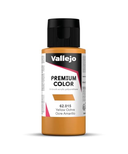 Vallejo - Premium Color RC Yellow Ochre 2.02 Fl.Oz. (60 ml) for Airbrushing, Acrylic-Polyurethane Hybrid Resin of Great Resistance Paint for Model and Hobby Use - style: Yellow Ochre