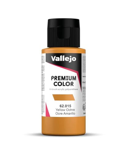 Vallejo - Premium Color RC Yellow Ochre 2.02 Fl.Oz. (60 ml) for Airbrushing, Acrylic-Polyurethane Hybrid Resin of Great Resistance Paint for Model and Hobby Use - style: Yellow Ochre