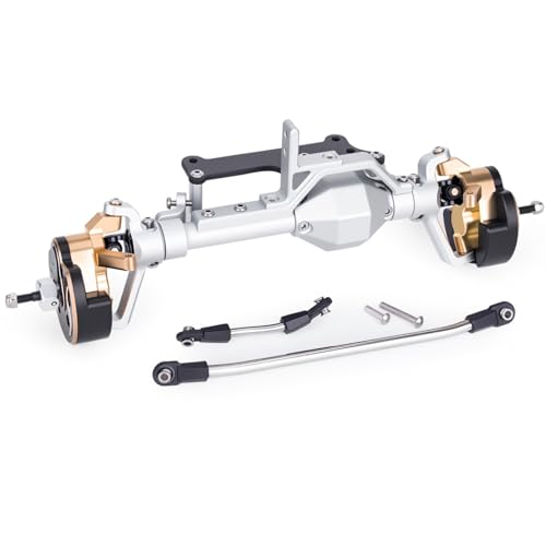  Front Rear Portal Axle Set CNC Aluminum & Brass 4WS Axles for 1/10 RC Crawler Axial Capra 1.9 UTB Cheater Rigs LCG Chassis Upgrade Parts (Silver Front Rear Kit) - color: Silver Front Rear Kit