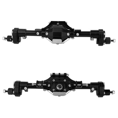 Metal CNC Front Middle Rear Complete Portal Axle with Gear for 1/10 RC Crawler Axial SCX10 II Deadbolt 90046 90047 4x4 6x6 Upgrade Parts (Black Front +Rear)