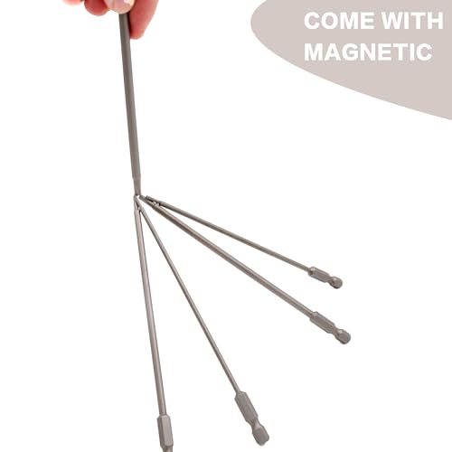 RC Hex Bit 6 Inch Power Bits 1.5mm 2.0mm 2.5mm 3.0mm 4mm for Screwdrivers | High-speed Steel Precision Screwdriver Bits,Hex Head Allen Wrench Drill Bit Set,Magnetizable Tips,S2 alloy steel - size: 5PCS