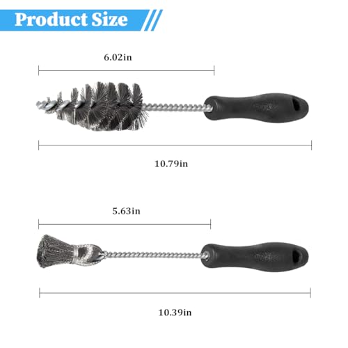 2PCS Injector Sleeve Cup Bore Seat Cleaning Brush Kit, Steel OEM# AP0084 AP0085 3252 Vehicle Fuel Brush with Handle, Auto Replacement Accessory, Compatible with T444E DT466 VT365