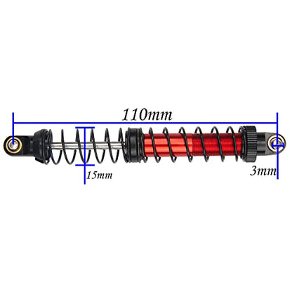 4Pcs Vgoohobby Metal Shocks Absorber Adjustable Dampers Compatible with Axial SCX10 Traxxas TRX4 D90 90046 Redcat Gen7 1/10 RC Crawler Car (Red,110mm)