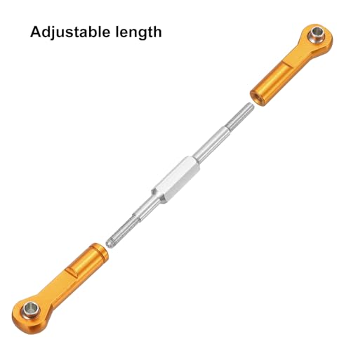 MECCANIXITY 4 Pcs Steering Servo Turnbuckle Rod RC Aluminum Alloy Linkages for HSP 1/10 94123 On-Road RC Car (Gold Tone, 96mm) - color: Gold Tone, size: 96mm