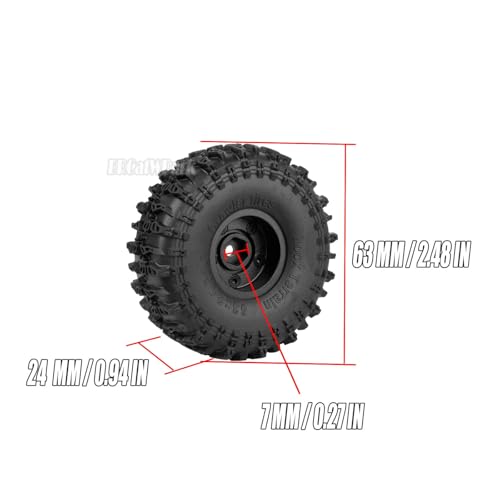 RC 1.0" Wheels and Tires for 1/18 TRX4M,1/24 SCX24 RC Crawler Car,RC Off Road Buggy Rally Truck Wheel and Tires,1.0 Alloy Wheel Rims & Rubber Tires,w/Foam Inserts,7mm Hex Rim,4PCS-(B) - style: 1.0 - (B-Jc Tires)