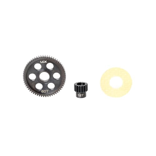 LCX Racing 1/16 1/18 RC Car Hard Steel Transmission Spur Gear Motor Gear 60T/18T for RC Truck Losi Mini-B Buggy Mini-T 2.0, Upgrades Parts Accessories