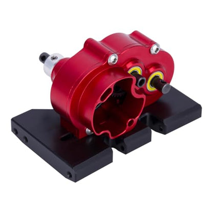 Aluminum Lightweight Gearbox OD-3 Overdrive Transmission for 1/10 RC Crawler Car Axial SCX10 II VS4-10 LCG Chassis Straight Axle (Red) - color: Red