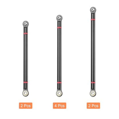 MECCANIXITY 8pcs Wheel Base Link Rod Linkage Aluminum Alloy 313mm Wheel Base Upper Lower Link Rod Chassis Linkage for SCX10 1/10 RC Car Crawler Upgrade Parts,Black - color: Black