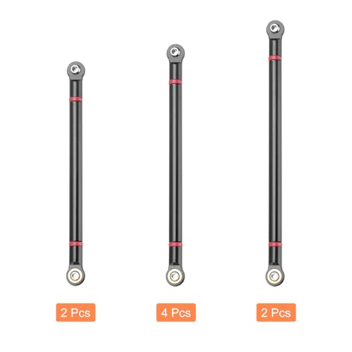 MECCANIXITY 8pcs Wheel Base Link Rod Linkage Aluminum Alloy 313mm Wheel Base Upper Lower Link Rod Chassis Linkage for SCX10 1/10 RC Car Crawler Upgrade Parts,Black - color: Black
