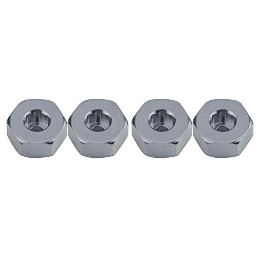 RC Car Hex Hub Adapter, 4 Pcs Aluminium Alloy 6mm to 12mm Wheel Hex Hub Adapter for WPL 1634 RC Truck RC Spare Part Accessory (Gray)