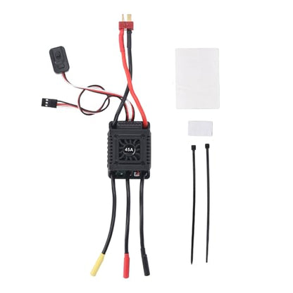 Brushless RC ESC Water Proof Electronic Speed Controller for 1/10 1/12 1/14 1/16 RC Cars, 2 to 3S Lipo Battery Compatible, High Performance, Easy Installation (45A)