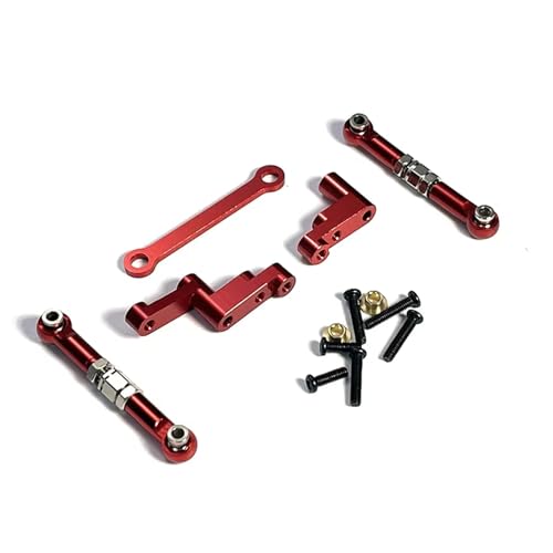 RC Car Accessories Compatible with MJX for Hyper for Go 16207 16208 16209 16210 H16 H16BM 1/16 RC Car Metal Parts Steering Tie Rod Assembly(Red) - color: Red