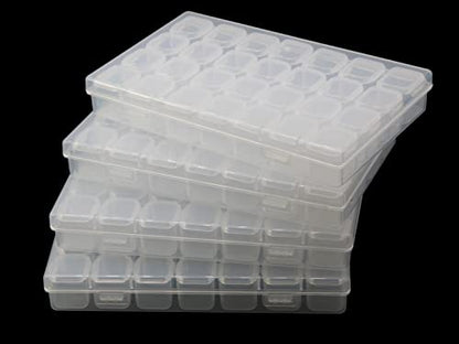 112 Slots 4 Pack 28 Grids Plastic Organizer Box Clear Beads Storage Container Jewelry Case for Art DIY Crafts, Nail Diamonds,Jewelry, Painting (112 Slots 4 Pack 28 Grids) - size: 112 Slots 4 Pack 28 Grids