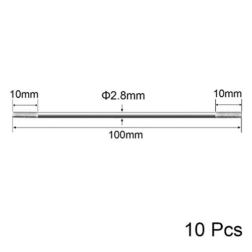 uxcell M3x100mm Pushrod Connector Stainless Steel Rod Linkage,for RC Boat,Car,Airplane,Helicopter,10pcs - size: M3x100mm