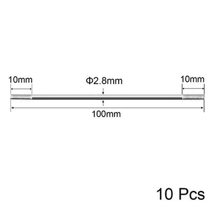 uxcell M3x100mm Pushrod Connector Stainless Steel Rod Linkage,for RC Boat,Car,Airplane,Helicopter,10pcs - size: M3x100mm